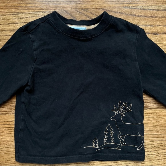 🆕 Janie and Jack black long sleeved shirt with reindeer embroidered - Picture 1 of 6